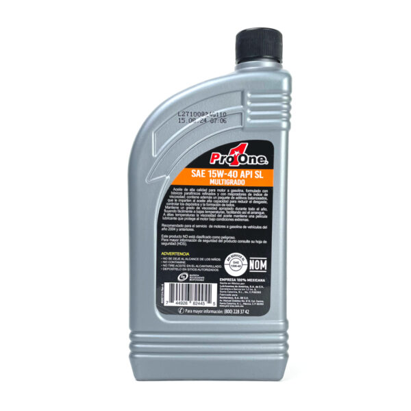 PROONE Aceite de Motor Multigrado 15w40 API SL de 946ml - Imagen 2