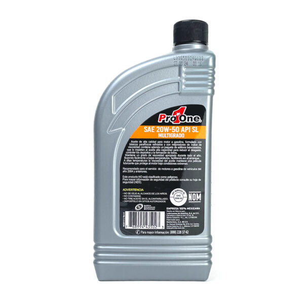 PROONE Aceite de Motor Multigrado 20w50 API SL de 946ml - Imagen 2